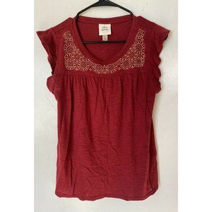 Knox Rose Womens Red Studded Design Top Size Small Sleeveless Shirt